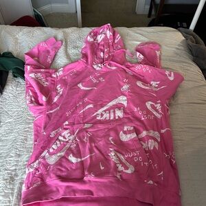 Nike Pink Hoodie with White Graphics
